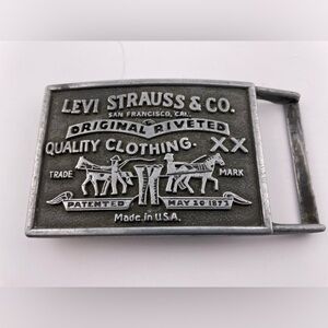 Vintage 1970s Levi Strauss & Co. Original Riveted Belt Buckle Made in USA‌‌‌‌‌‌